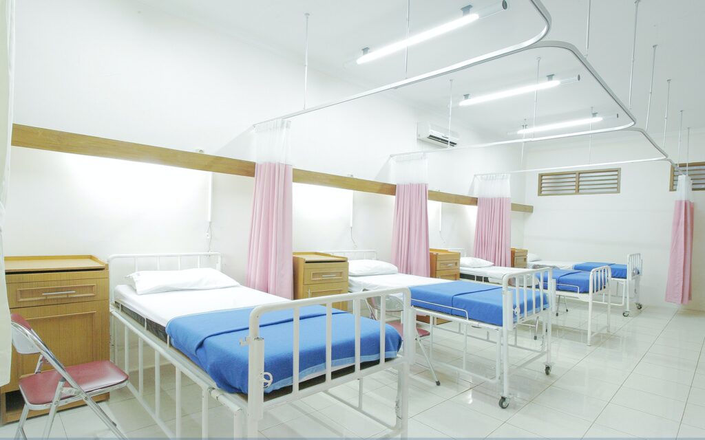 Hospital beds where you may find a doctor